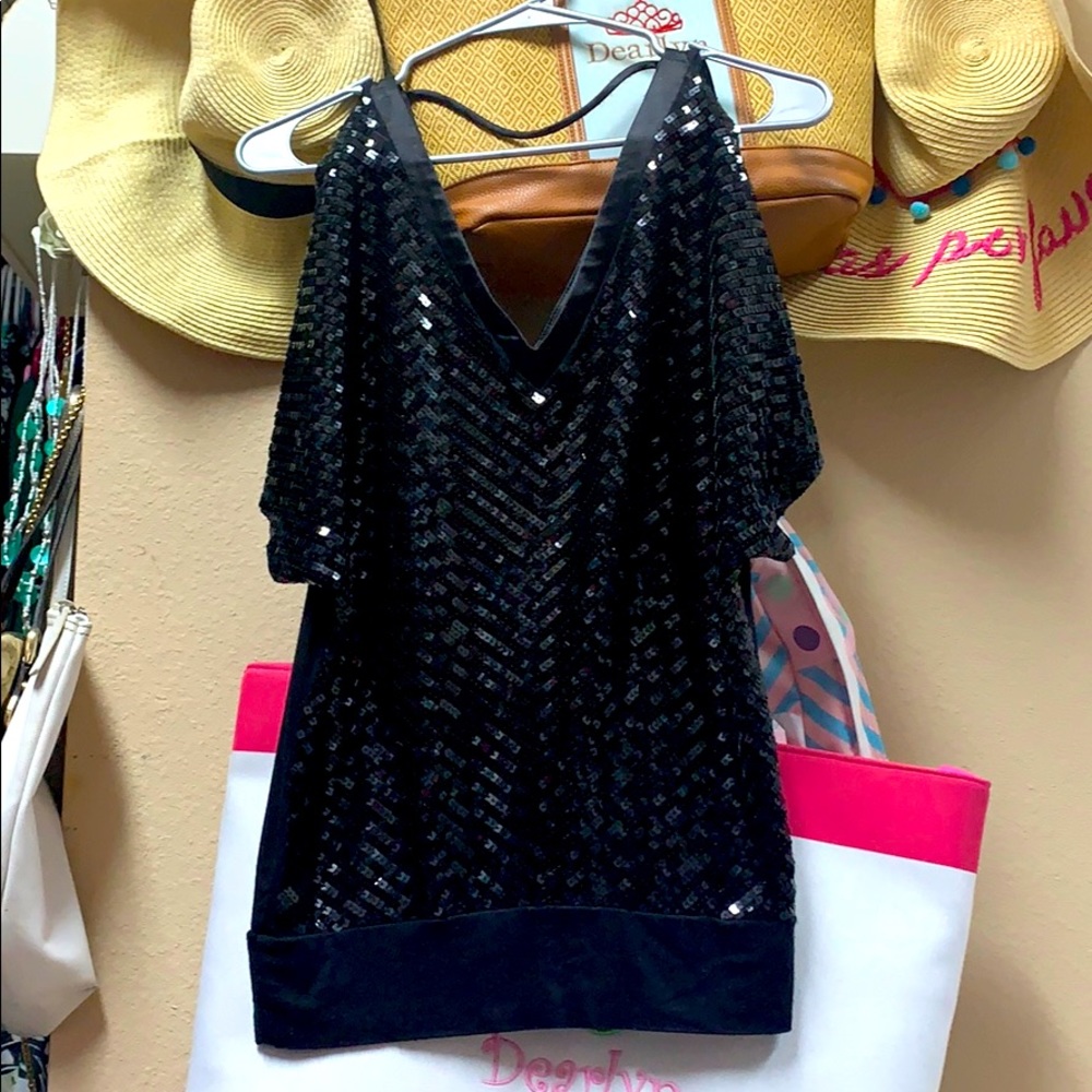 Black Bebe Top With Sequence - image 1